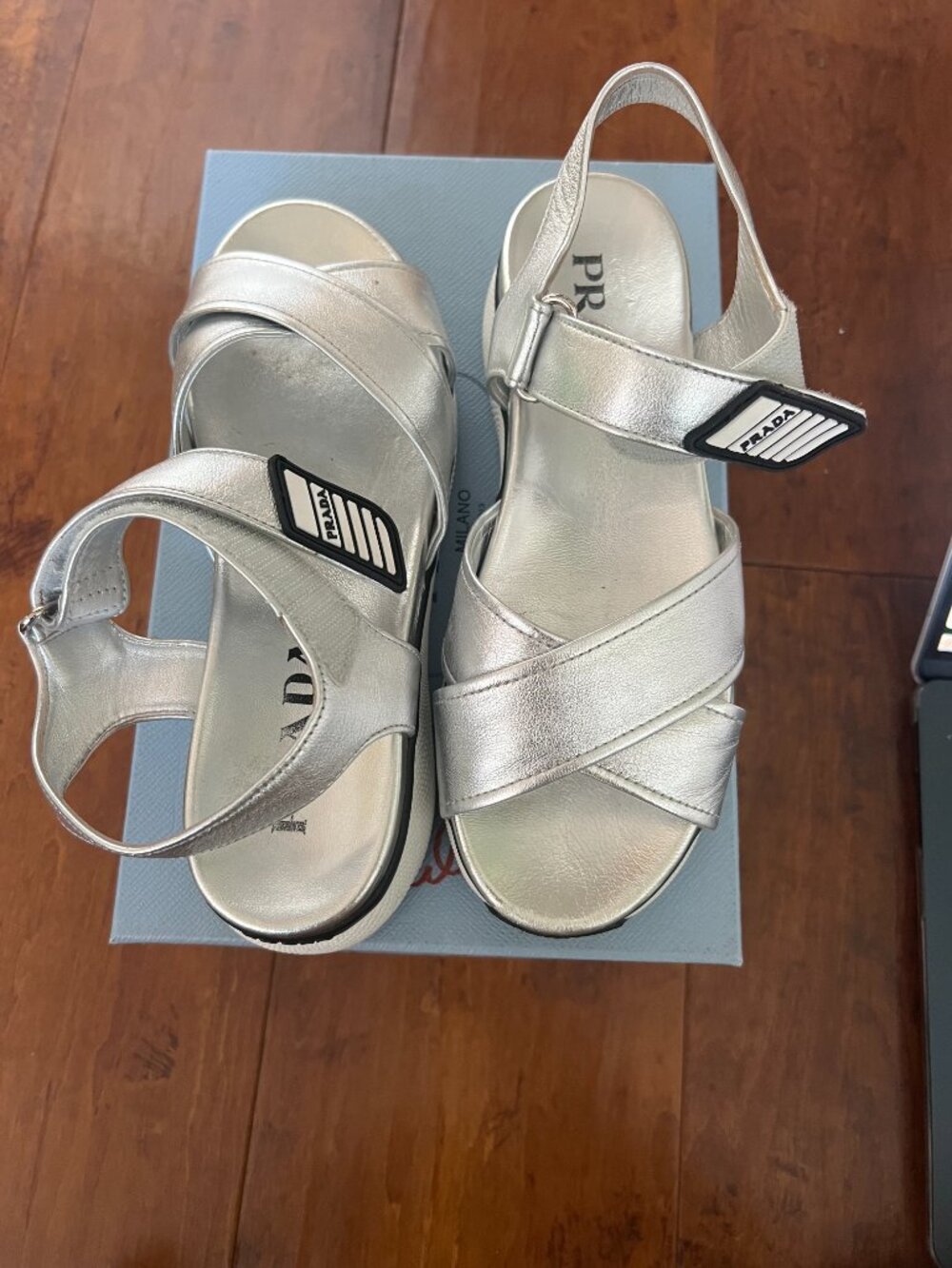 Vintage Prada Calzature Donna Sandals (Silver) - Picture 4 of 7